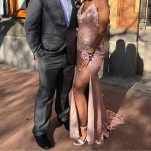 Pink/Rose Gold Sequin Prom Dress
